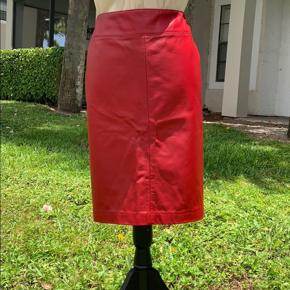 Ralph Lauren 100% Leather Red skirt size 14